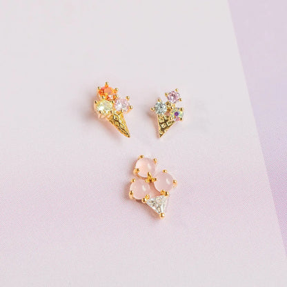 Pink Candy Ear Bone Studs Lollipop Ice Cream Earrings Piercing Ear Studs