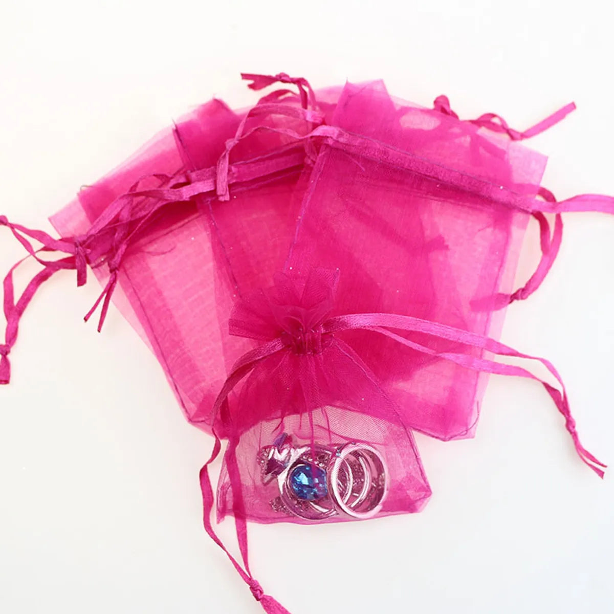 Simple Style Solid Color Organza Jewelry Packaging Bags