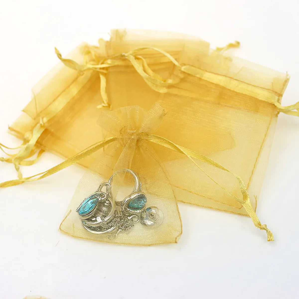 Simple Style Solid Color Organza Jewelry Packaging Bags