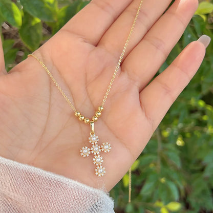 Plastic Copper 18K Gold Plated Elegant Sweet Plating Inlay Cross Zircon Pendant Necklace