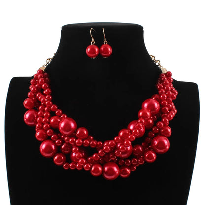 Plastic Fashion Geometric Necklace  (red) Nhct0307-red