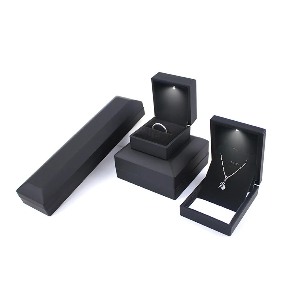 New Style Led Lighted Storage Box Plastic Jewelry Case