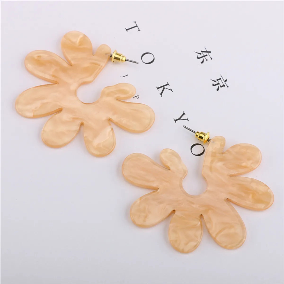 Plastic Simple Flowers Earring  (white) Nhqs0267-white