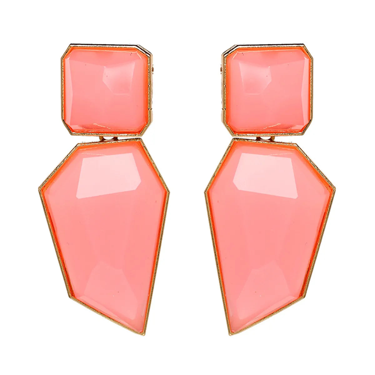 Plastic Simple Geometric Earring  (red) Nhjj4884-red