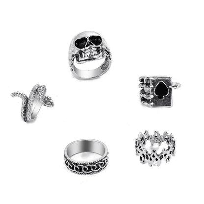 Playing Card Wholesale Creative Retro Card Joint Ring 5-Piece Set