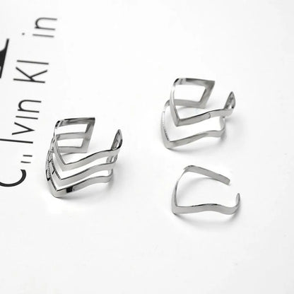 Pointed Hollow Titanium Steel Ring Nhok156060