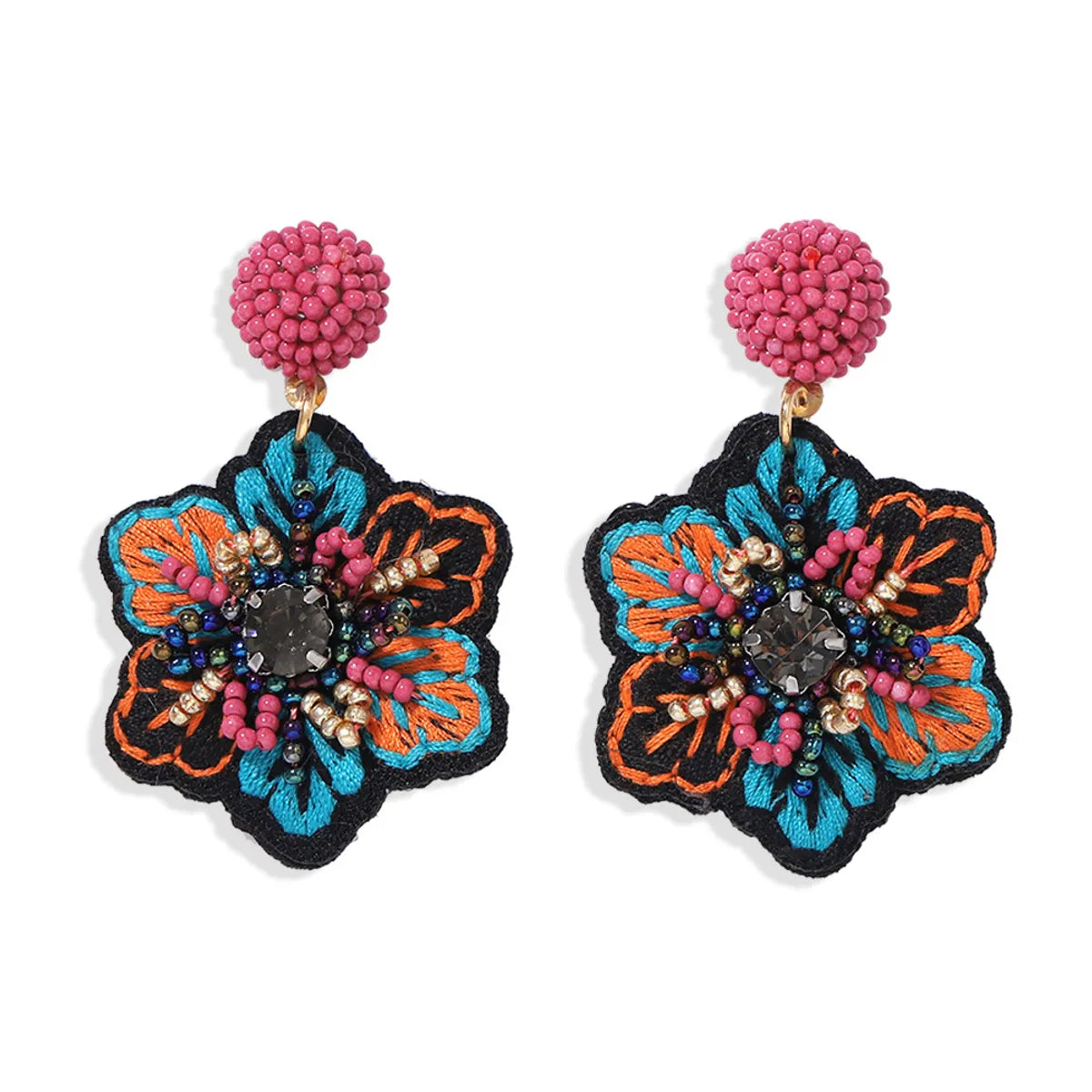 Retro Flower Cloth No Inlaid Earrings