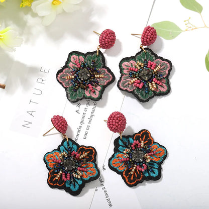 Retro Flower Cloth No Inlaid Earrings