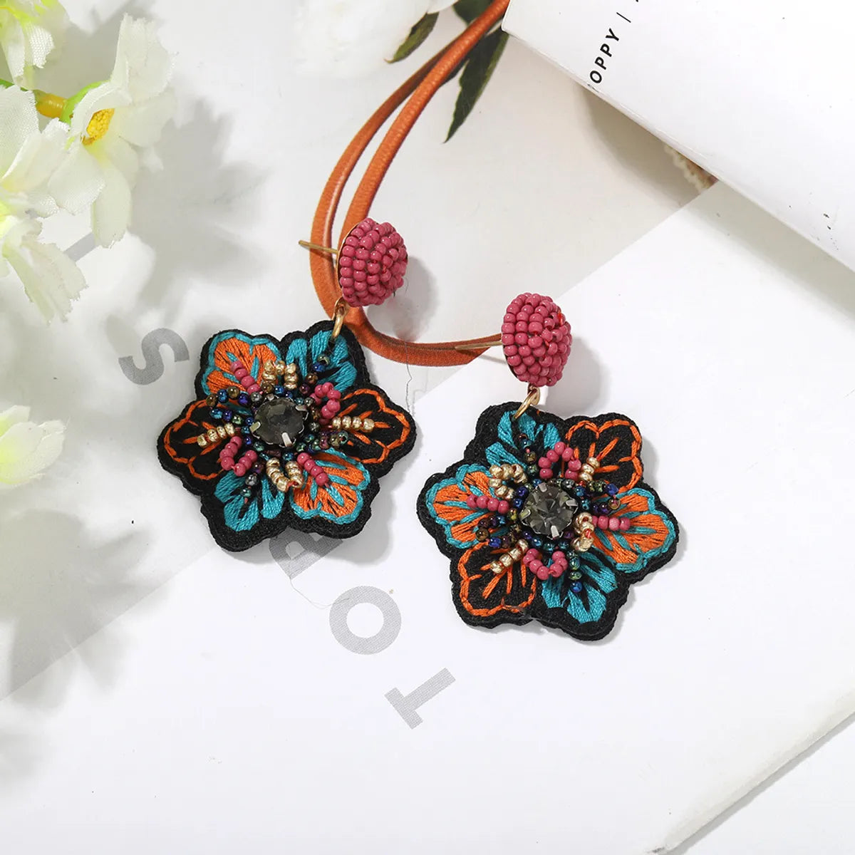 Retro Flower Cloth No Inlaid Earrings