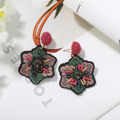 Retro Flower Cloth No Inlaid Earrings