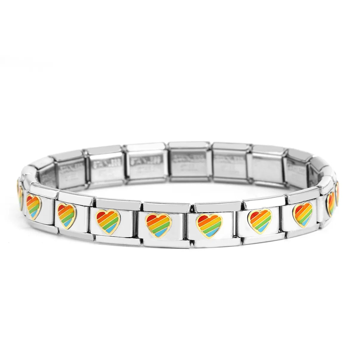 Popular Nordic Italian 9mm Universal Stainless Steel Color Module Bracelet Rainbow Rooster Pearl Crown Diy Bracelet