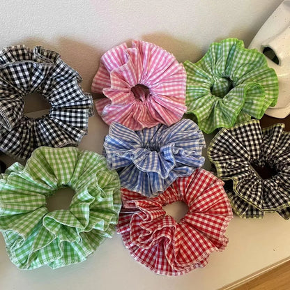 Preppy Style Color Block Cloth Handmade Hair Tie