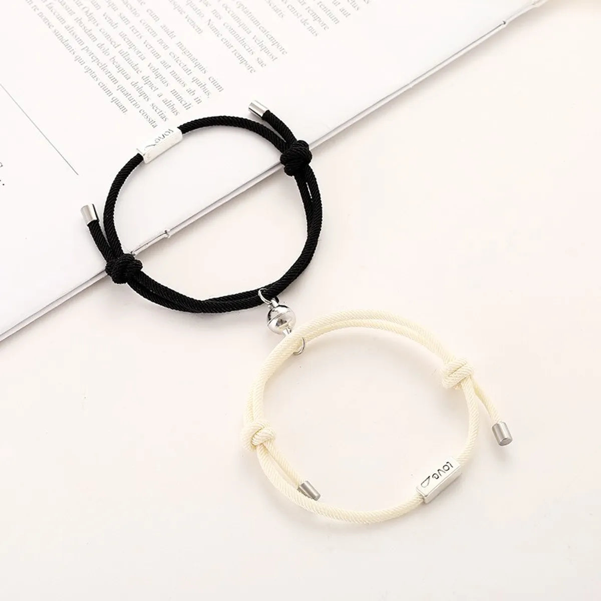 Preppy Style Simple Style Letter Alloy Rope Handmade Plating Silver Plated Couple Bracelets