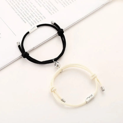 Preppy Style Simple Style Letter Alloy Rope Handmade Plating Silver Plated Couple Bracelets