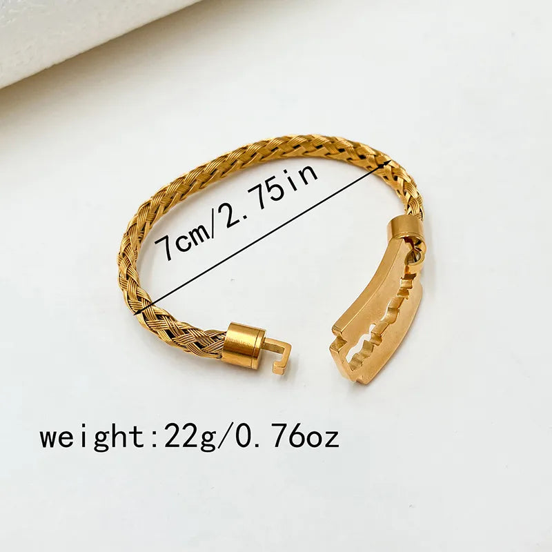 Preppy Style Simple Style Streetwear Solid Color 304 Stainless Steel 14K Gold Plated Bangle In Bulk