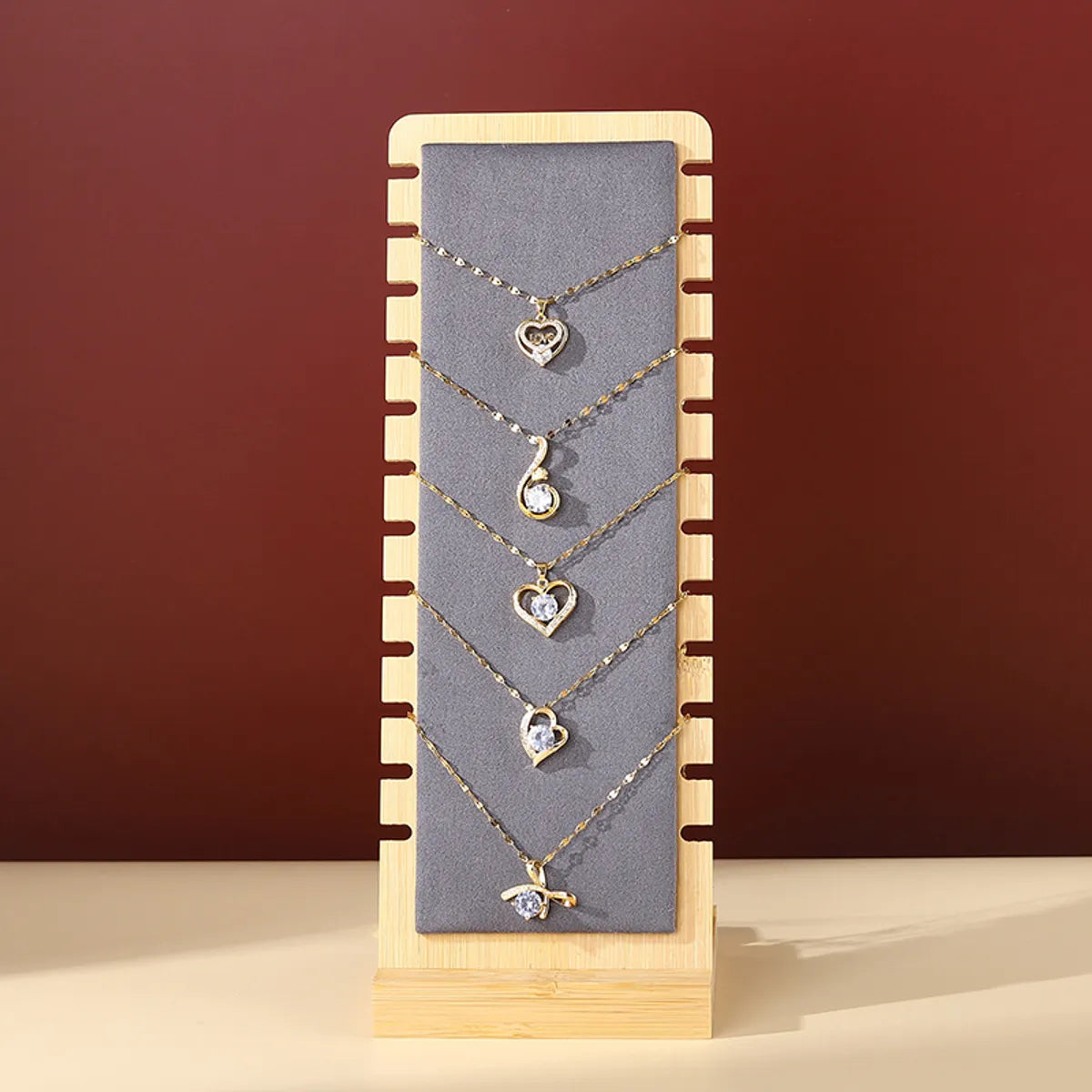 Simple Style Solid Color Bamboo Jewelry Rack