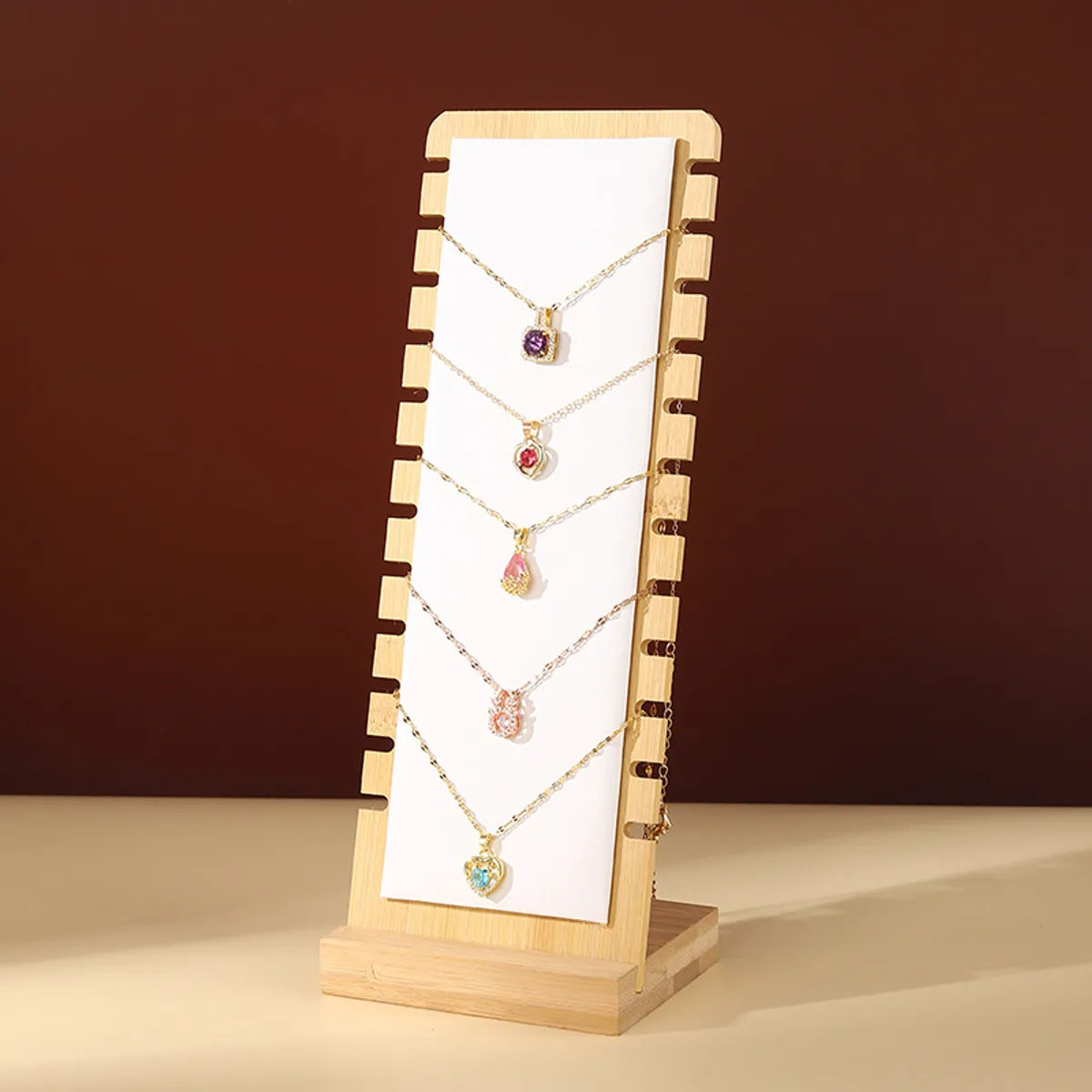 Simple Style Solid Color Bamboo Jewelry Rack