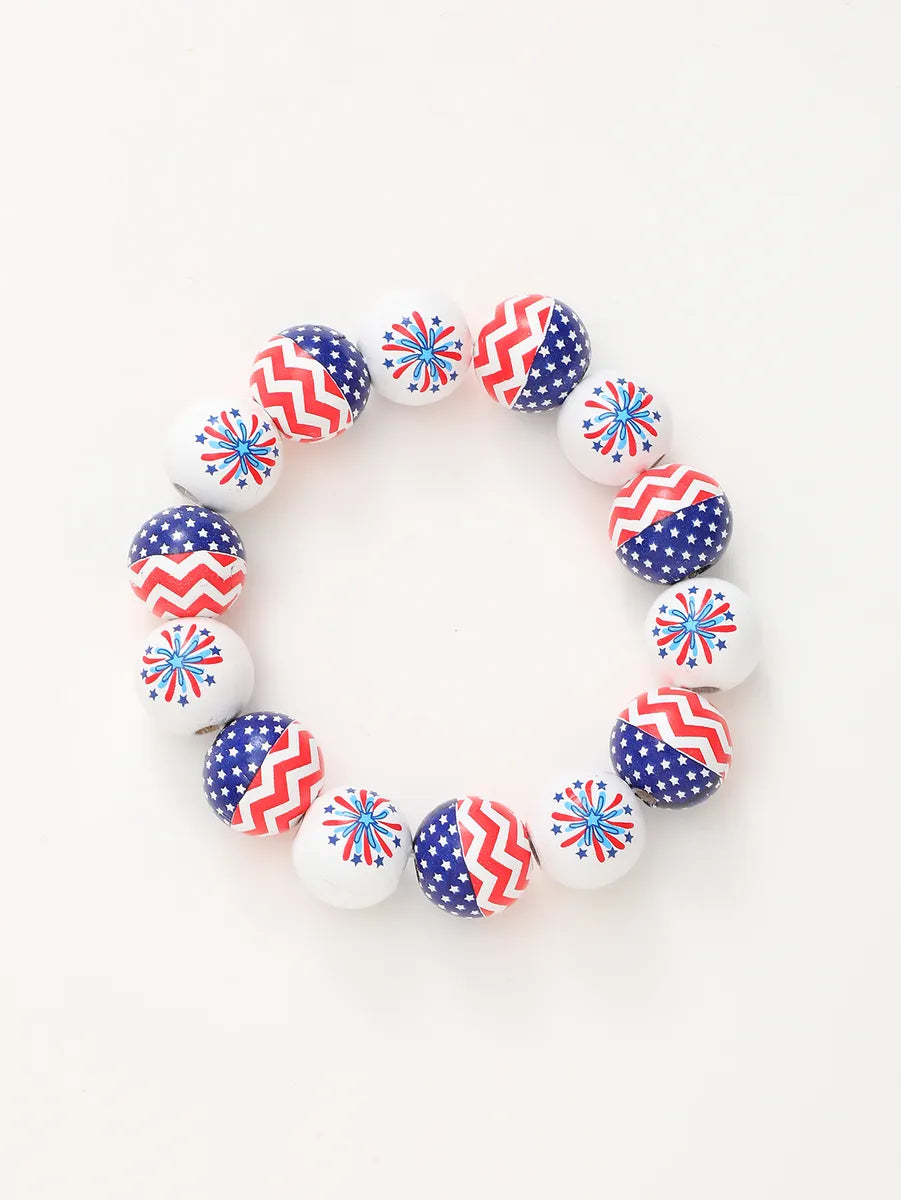 Preppy Style Vacation Star Stripe Wood Wholesale Bracelets