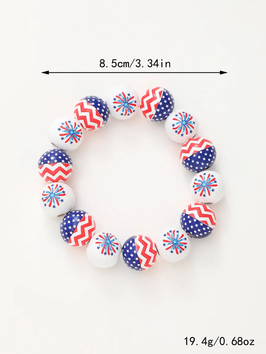 Preppy Style Vacation Star Stripe Wood Wholesale Bracelets