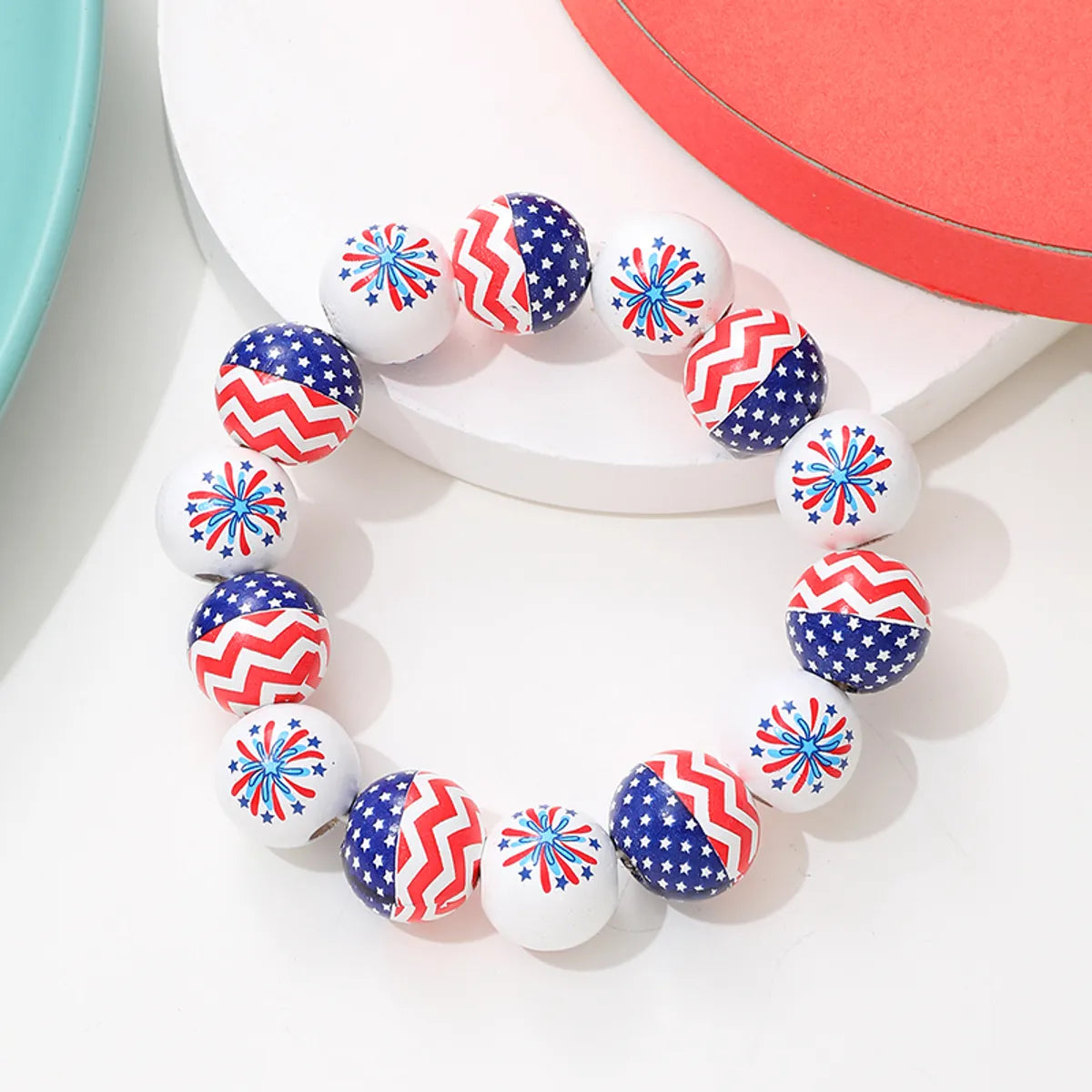 Preppy Style Vacation Star Stripe Wood Wholesale Bracelets