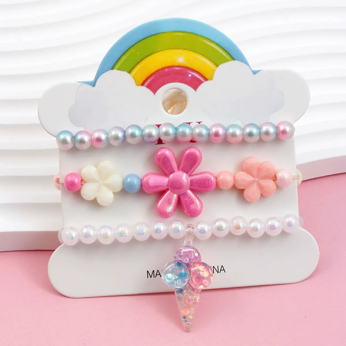 Princess Cute Pastoral Ice Cream Animal Heart Shape Arylic Plastic Beaded Acrylic Girl's Bracelets