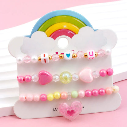 Princess Cute Pastoral Ice Cream Animal Heart Shape Arylic Plastic Beaded Acrylic Girl's Bracelets