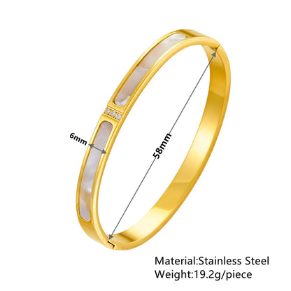 Princess Cute Solid Color Stainless Steel Inlay Shell Bangle