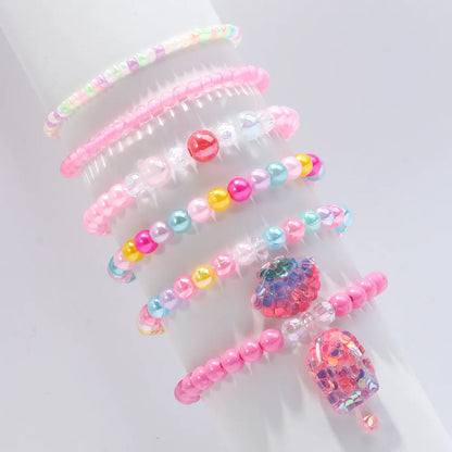 Princess Cute Star Heart Shape Shell Arylic Resin Beaded Girl'S Bracelets