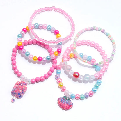 Princess Cute Star Heart Shape Shell Arylic Resin Beaded Girl'S Bracelets