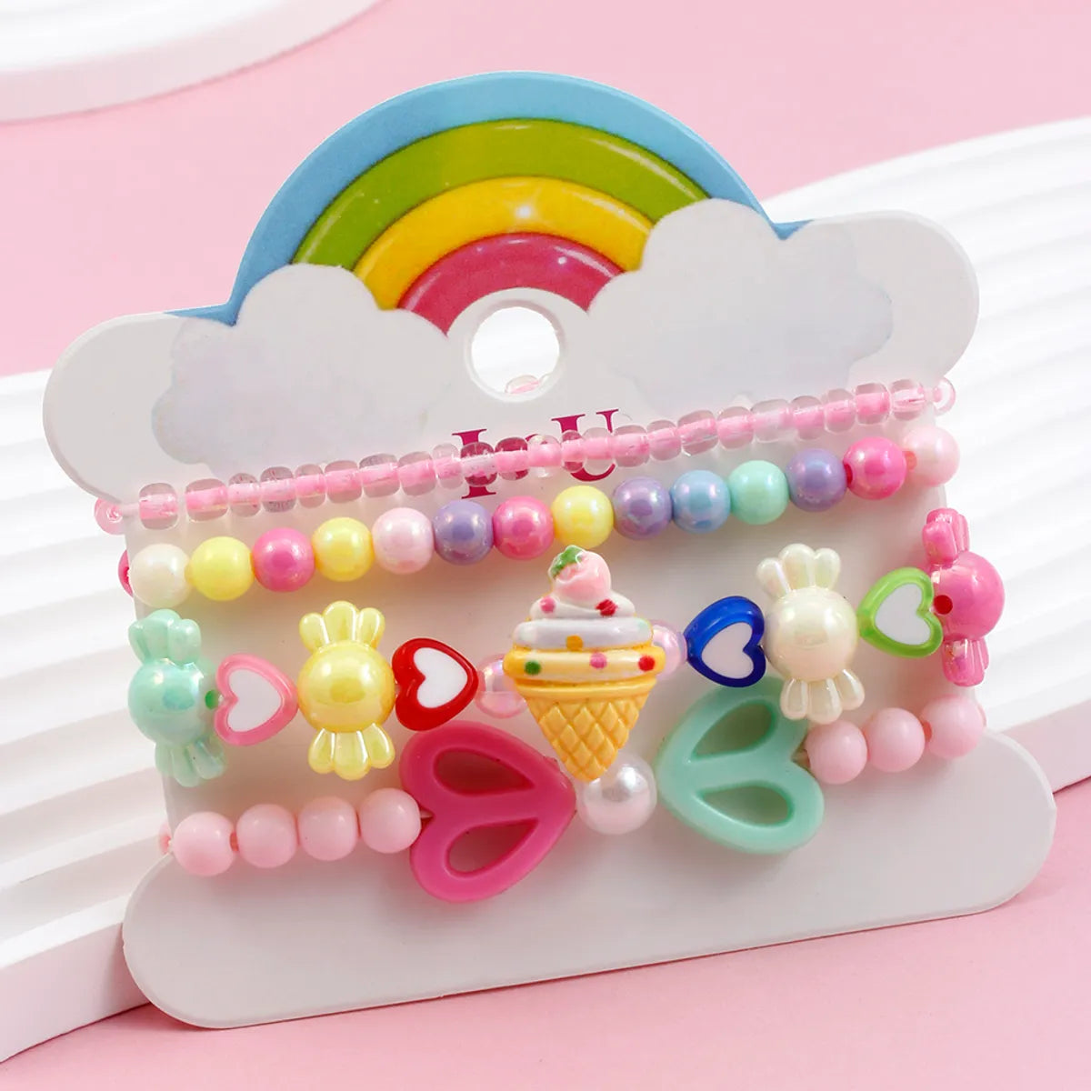 Princess Cute Sweet Clouds Ice Cream Heart Shape Arylic Resin Girl's Bracelets