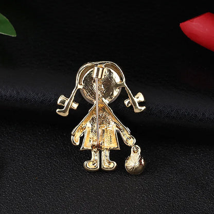 Princess Cute Sweet Doll Alloy Enamel Plating Inlay Rhinestones Women'S Brooches