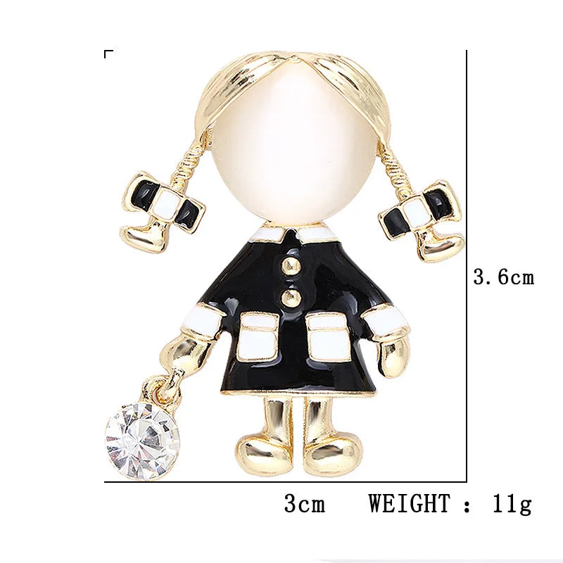 Princess Cute Sweet Doll Alloy Enamel Plating Inlay Rhinestones Women'S Brooches