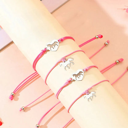 Princess Cute Sweet Heart Shape  304 Stainless Steel CCB Metal Wholesale Drawstring Bracelets