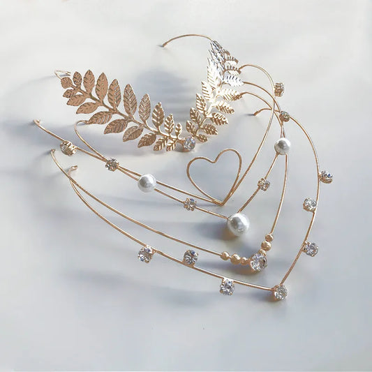 Princess Glam Leaf Metal Inlay Rhinestones Hairpin