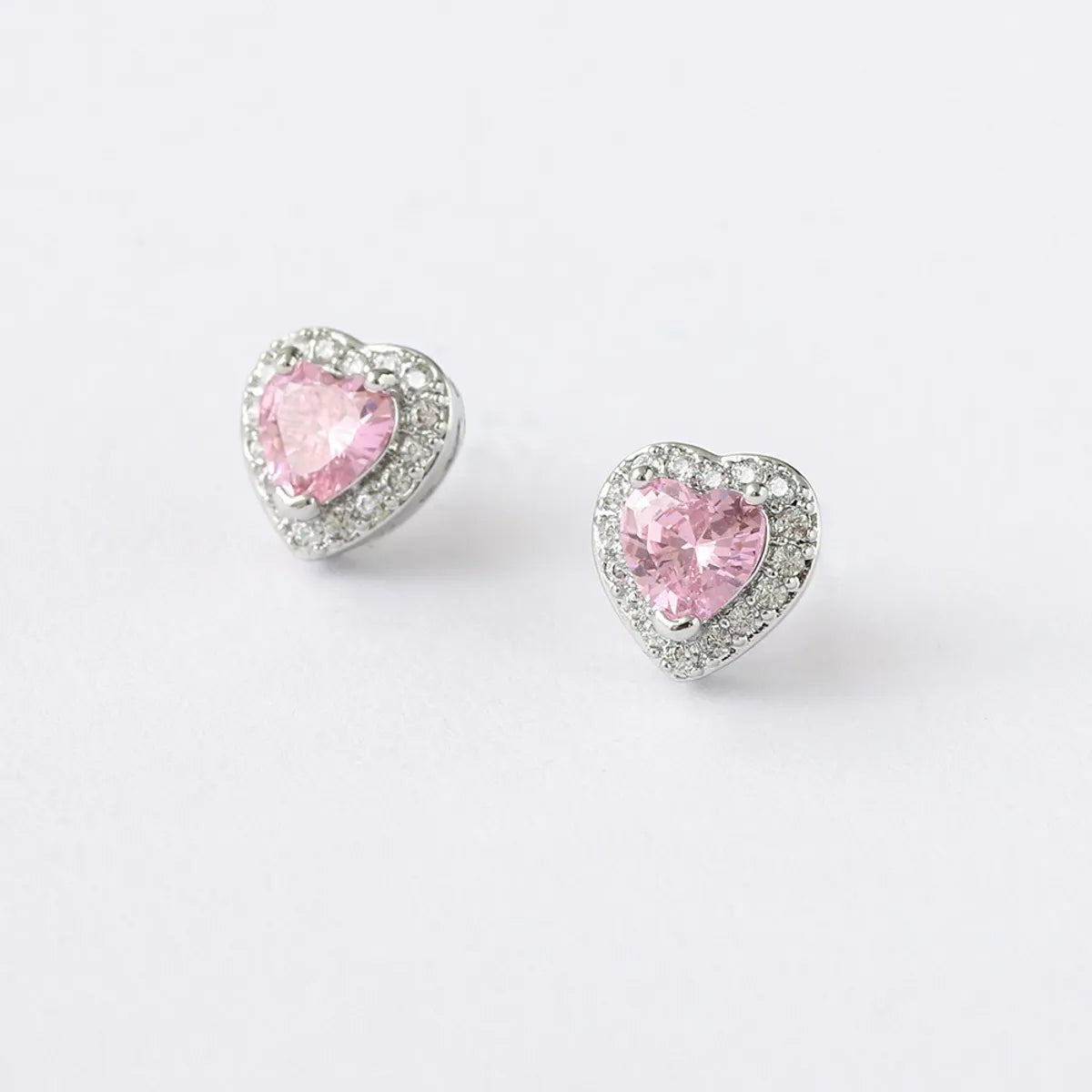 Princess Heart Shape Copper Alloy Plating Inlay Zircon Women's Ear Studs