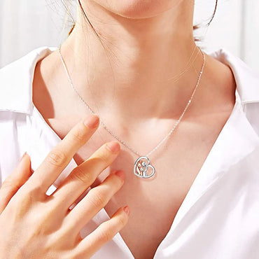 Princess Human Animal Heart Shape Sterling Silver Plating Inlay Zircon Pendant Necklace