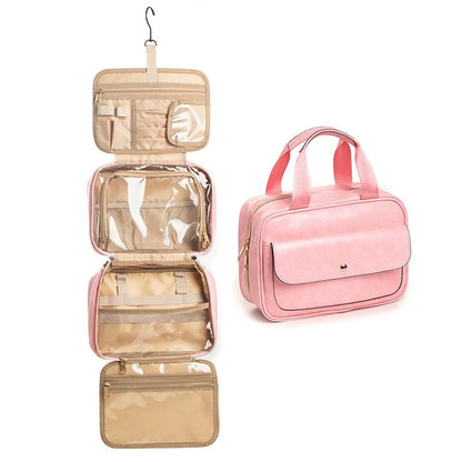 Pu Leather Solid Color Casual Portable Makeup Bag