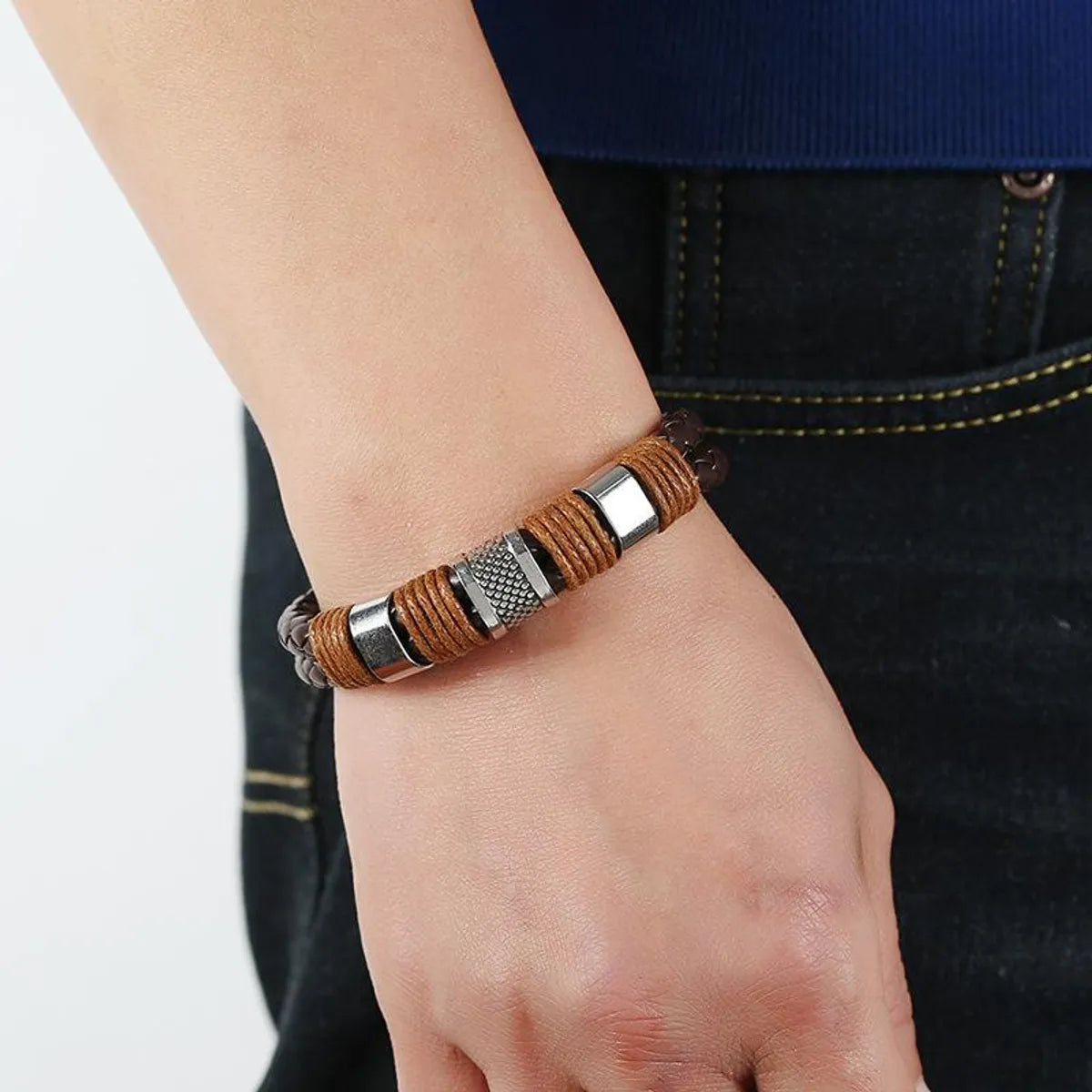 Fashion Geometric Pu Leather No Inlaid Unisex Bracelets