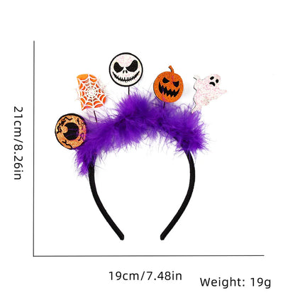 Halloween Pumpkin Cat Bat Felt Feather Masquerade Party Hair Band Costume Props