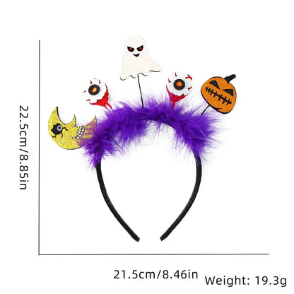 Halloween Pumpkin Cat Bat Felt Feather Masquerade Party Hair Band Costume Props