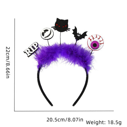 Halloween Pumpkin Cat Bat Felt Feather Masquerade Party Hair Band Costume Props