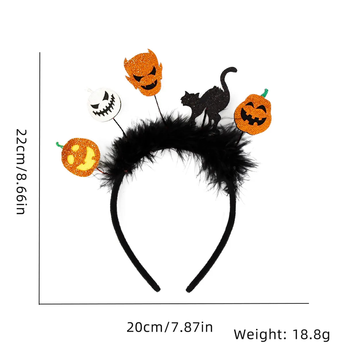 Halloween Pumpkin Cat Bat Felt Feather Masquerade Party Hair Band Costume Props