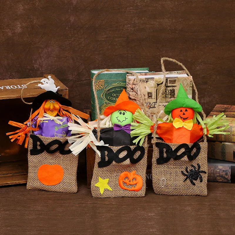 Pumpkin Ghost Linen Holiday Party Hanging Ornaments