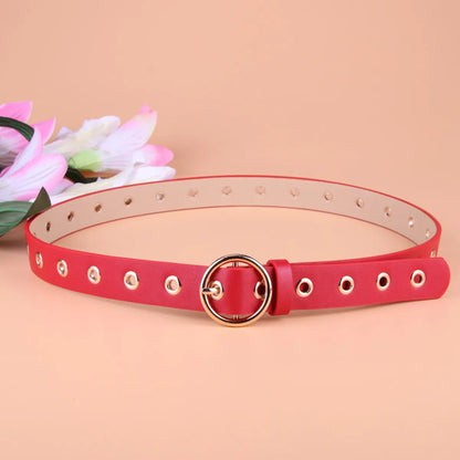 Punch-Free Women'S Pu Belt Korean Round Buckle Ladies Puffy Decorative Belt Wholesale Nihaojewelry