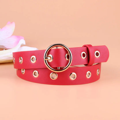 Punch-Free Women'S Pu Belt Korean Round Buckle Ladies Puffy Decorative Belt Wholesale Nihaojewelry