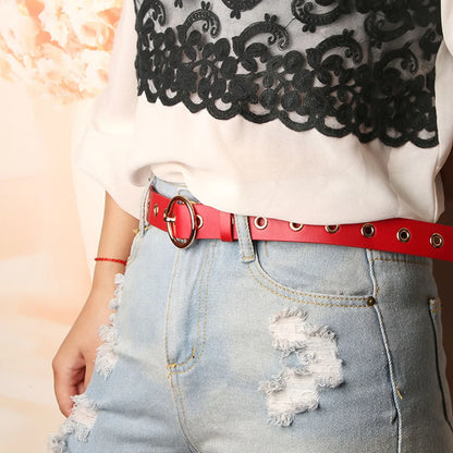 Punch-Free Women'S Pu Belt Korean Round Buckle Ladies Puffy Decorative Belt Wholesale Nihaojewelry