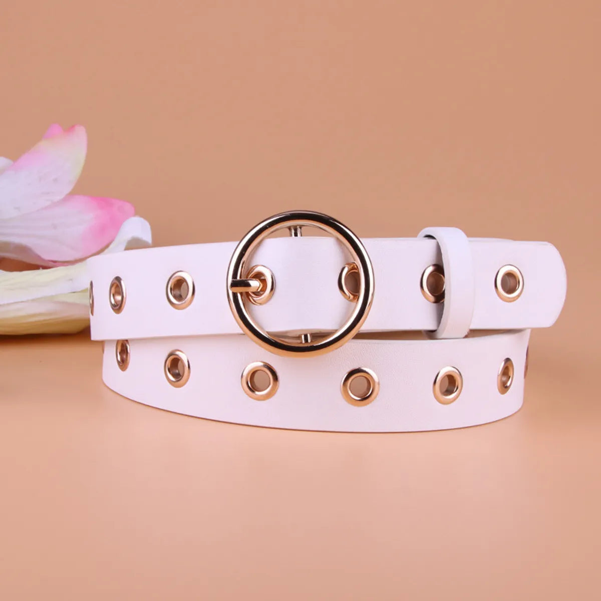 Punch-Free Women'S Pu Belt Korean Round Buckle Ladies Puffy Decorative Belt Wholesale Nihaojewelry