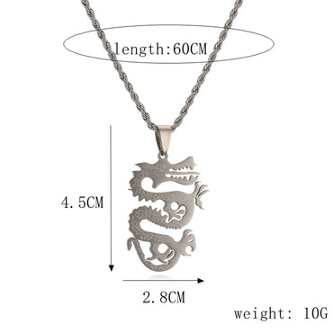 Punk Animal Heart Shape Dragon Stainless Steel Plating Pendant Necklace