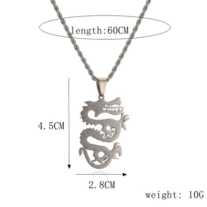 Punk Animal Heart Shape Dragon Stainless Steel Plating Pendant Necklace