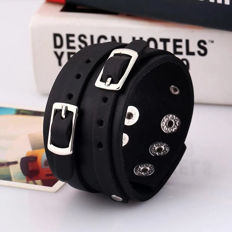 Punk Bracelet Jewelry Wholesale Wide Leather Bracelet Men'S Leather Bracelet